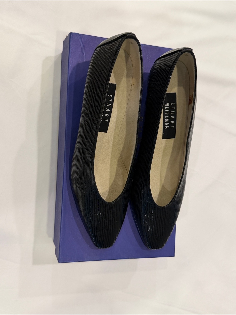 Stuart Weitzman Shiny Black Heels, never worn, size 7 1/2 W originally $189